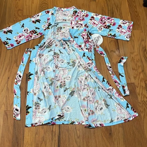 Maternity Robe NWT 2 Pockets Sewn Belt 95% Cotton 5% Spandex Size Large/XL - Picture 13 of 15